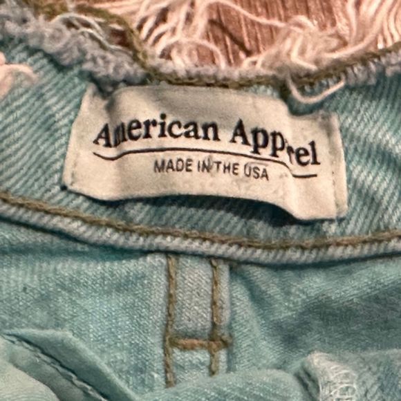 American Apparel Size XS Denim Mini Skirt Medium Wash Distressed Size 25 - Picture 3 of 4